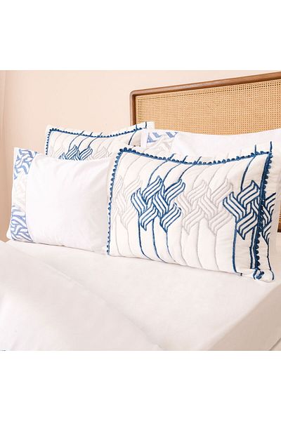 MATMEL Store Ruby Double 7 Piece Bedspread Set - Cream / Gray