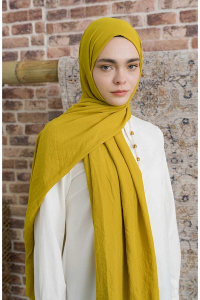 Fatma Atasoy Βαμβακερό Voile Oil Green Shawl
