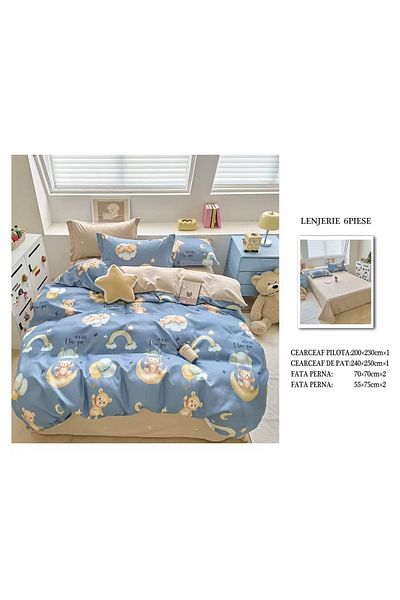 CHIRASO CHIRASO Finet Bedding Set, 6 Pieces, Sheet 240x250, Quilt 200x230, 4 Pillowcases, Print