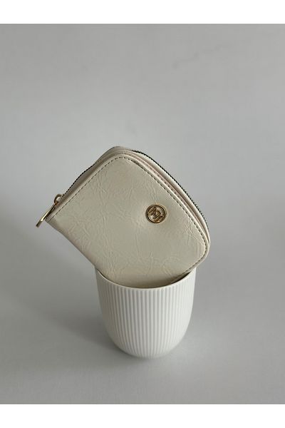 Boutiquehaki Mandy Card Holder Detail Women's Wallet Cream