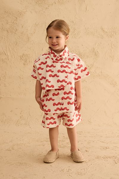 Fahhar Kids Piece Detailed Patterned Suit Red