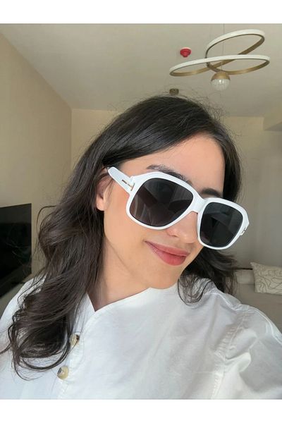 RoseandRoses Zyra Original Model Sunglasses White Frame Black Glass