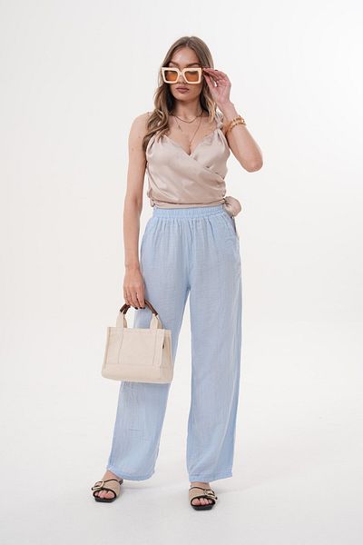Laressi Muslin Trousers with Elastic Waist and Pockets