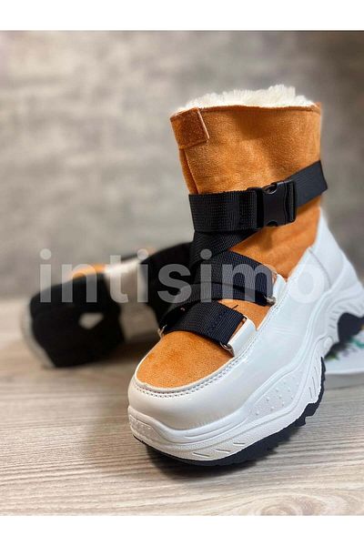 Intisimo Women's Boots, Fur Lined, Black, Suede, Orange - 39
