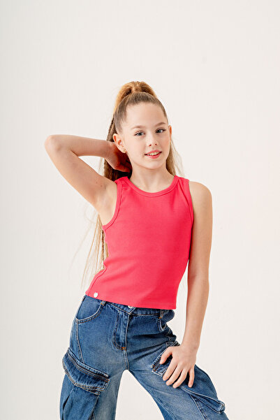 GİYİCEM TEKSTİL Κοριτσίστικο μπλουζάκι μηδενικό μανίκι 1732