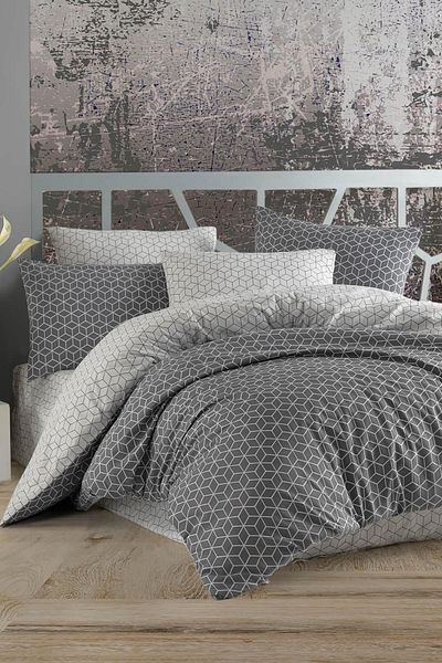 Karden Flower Cubic Ranforce Cotton Double Duvet Cover Set