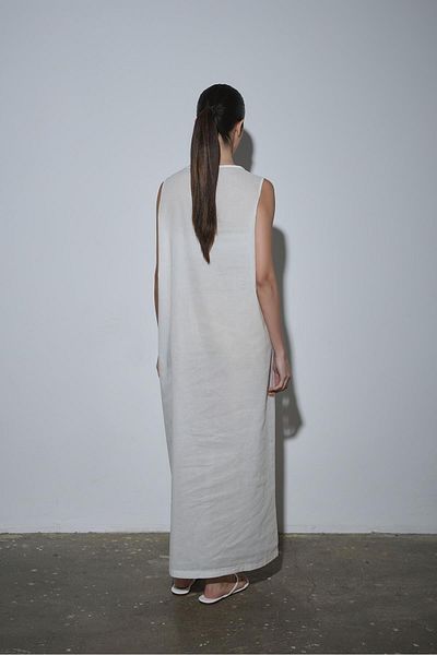 Suud Collection Căptușeală rochie din bumbac alb