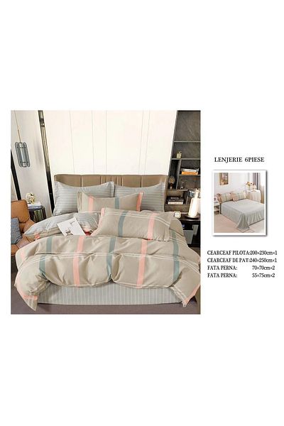 CHIRASO CHIRASO Finet Bedding Set, 6 Pieces, 2 Persons, Sheet 240x250, Quilt 200x230, 4 Pillowcases, Print