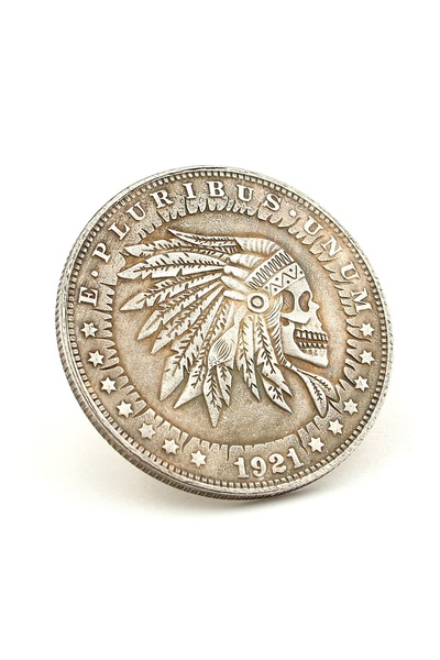 Solfera Kızılderili Kurukafa İskelet USA Amerika Kartal Anı Şans Metal Hatıra...