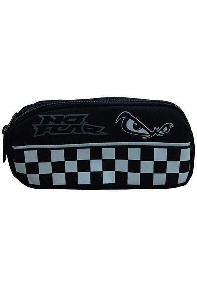 No Fear Pencil Bag 03621 Black Checker Double Compartment