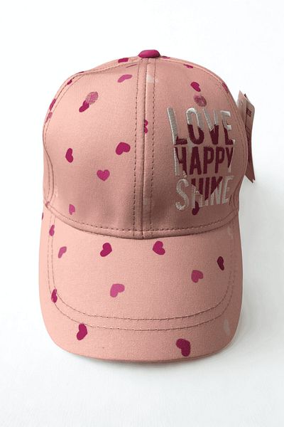 wakawakakidsstore Heart Patterned "Love Happy Shine" Written Girl's Hat