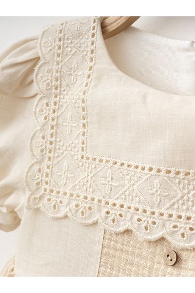 ALPİDS Baby Dress Striped Muslin Square Collar Zippered Dress