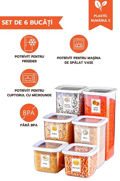 Ginza Maison Set Of 6 Food Boxes (2X550 ML, 2X1200 ML, 2X1750 ML), Transparent White, 25 Adhesive Gift Labels