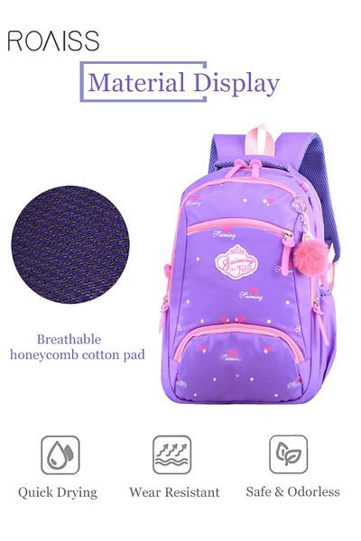 ROAISS 3pcs Heart and Bowknot Printed Graphic Cute Functional Backpack Set