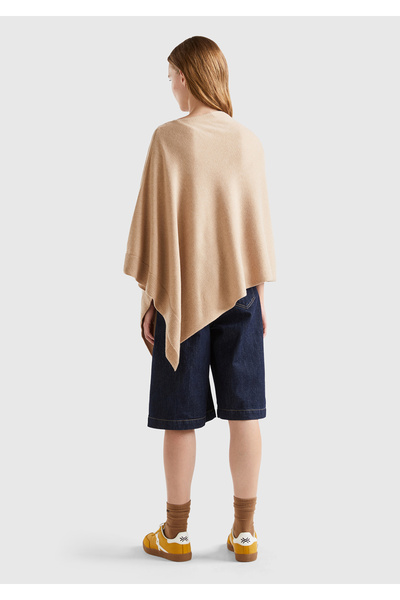 United Colors of Benetton Γυναικείο πόντσο σε μπεζ κασμίρ