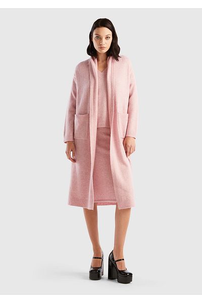 United Colors of Benetton Cardigan lung pentru femei Dusty Rose