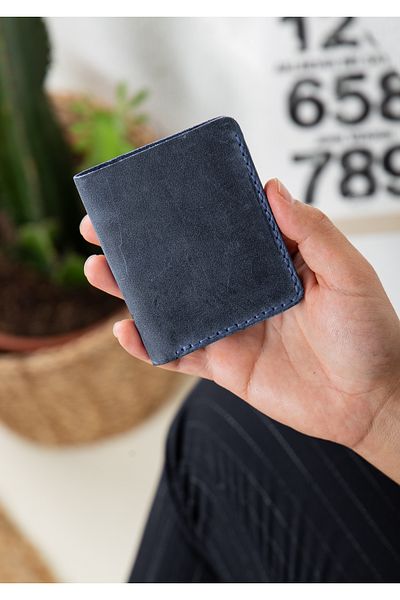 Niki Leather Carlos Handmade Blue Real Leather Wallet Card Holder