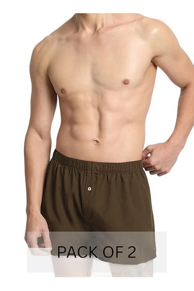 The Bear House Men's Cotton Boxers Pack of 2 Soft, Breathable & Comfortable Fit for Daily Wear