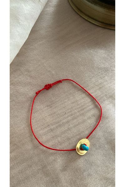 BAE ATOLYE Natural Turquoise Stone Red Button Bracelet