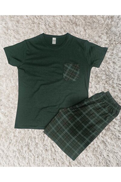 Sude HOMEWEAR Ανδρικό κοντομάνικο σορτς καρό με λεπτομέρεια τσέπης (καλοκαιρινό) Σετ πιτζάμες