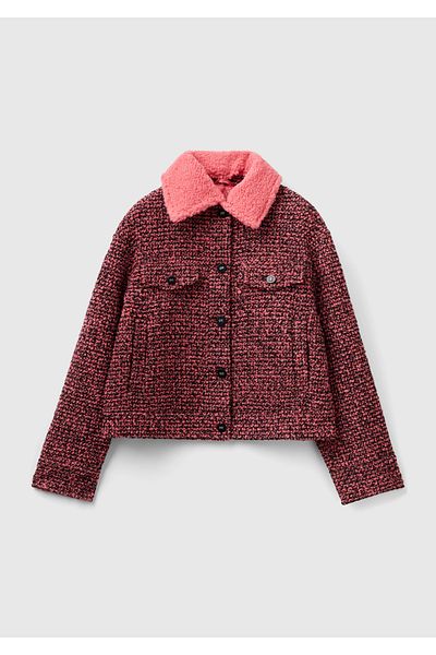 United Colors of Benetton Pink Women's Jacket - Detachable Collar