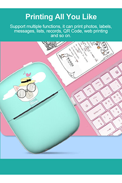 KidLe Sticker Printer Portable Pocket Inkless Sticker Printer Mini Thermal Sticker Printer