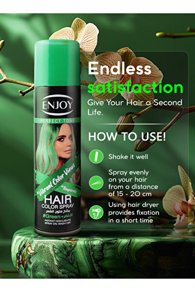 Enjoy Green Hair Color Spray 150ml – Instant, Quick-dry, Washable, Long-lasting For All Hair Types