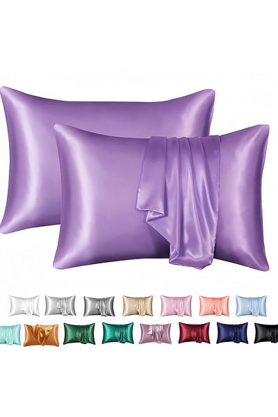 COOYA Imitation silk envelope pillowcase, polyester fabric, skin-friendly and soft, 102*51cm, purple