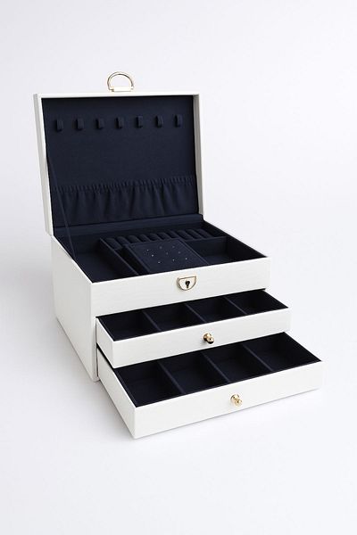 Ecrou Κουτί κοσμημάτων με 2 συρτάρια Leather Look Locking Ecru