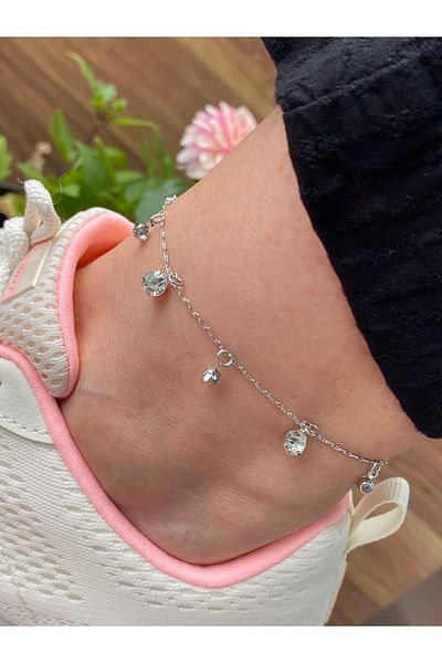 kurukafagift Steel Anklet Bulk Stone Model Silver Color