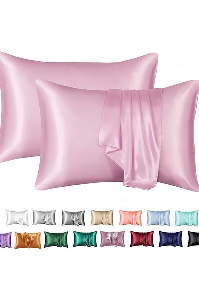 COOYA Imitation silk envelope pillowcase, polyester fabric, skin-friendly and soft, 102*51cm, pink