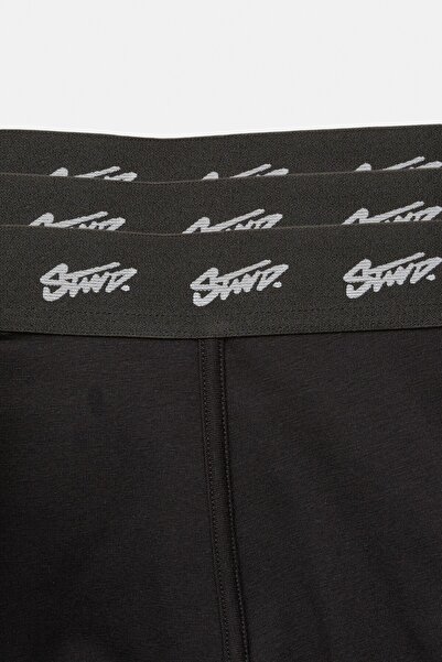 Pull & Bear 3'lü siyah STWD logolu boxer paketi
