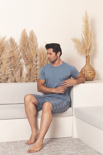 Sude HOMEWEAR Costum de pijama pentru bărbați cu mâneci scurte
