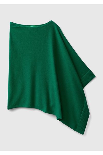 United Colors of Benetton Green Cashmere Blended Women's Poncho