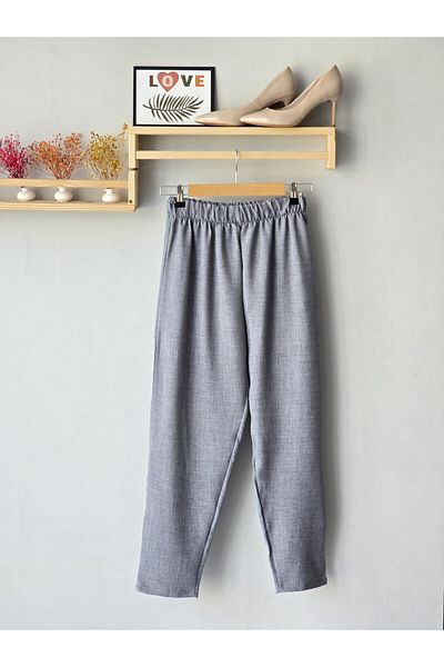 ENDAMIM Linen Pants Large Size Comfortable Fit Without Pockets Elastic Waist