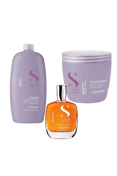 Alfaparf Milano Semi Di Lino Smoothing Set Shampoo 1000 ml + Mask 500 ml + Smoothing Oil 100 ml