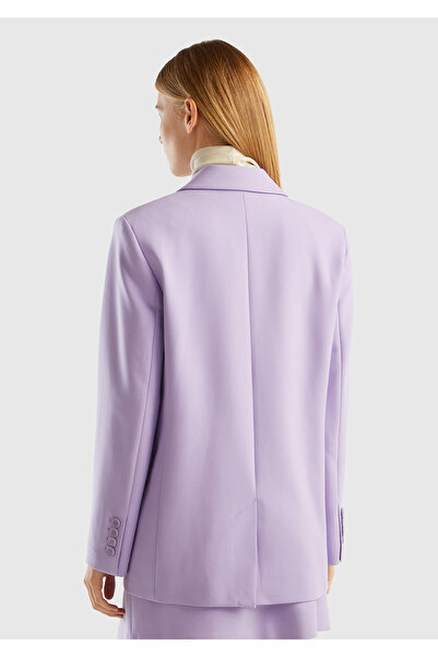 United Colors of Benetton Λιλά Γυναικείο Μπουφάν με διπλό στήθος