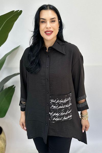 GÖKSEL Linen Sleeve Detail Design Tunic Large Size