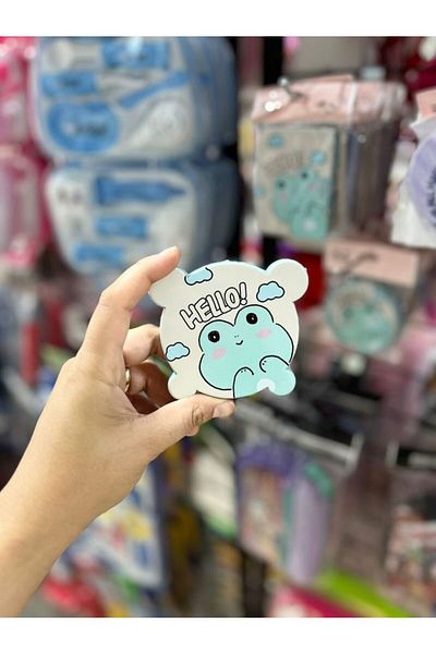 EyER Shoping Portable Makeup Mirror with Teddy Bear Figure, Bag Mirror and Pocket Mirror with Comb, Green with Cover