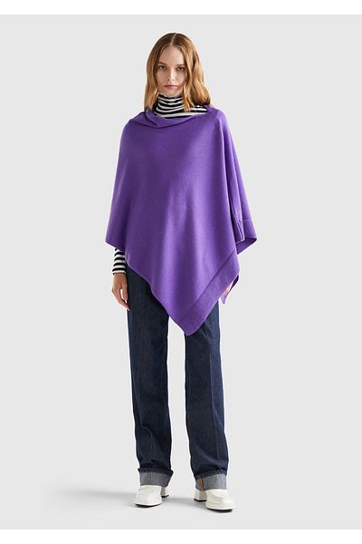 United Colors of Benetton Purple Cashmere Blended Women's Poncho