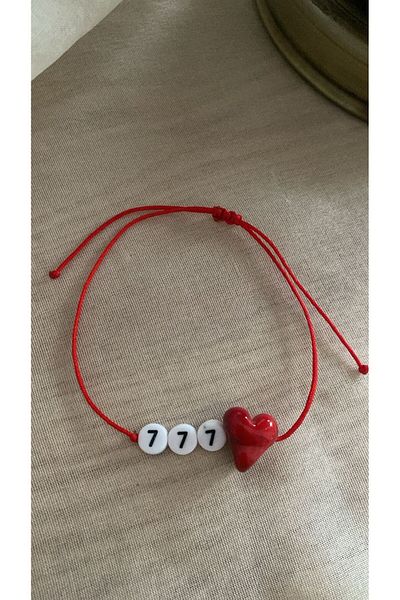 BAE ATOLYE Murano Glass Red Heart Luck 777 Number of Angels Red Rope Bracelet