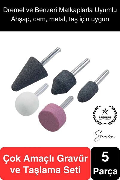 Svein 5 Parça Hobi Gravür Dremel Taşlama Ucu Mini Metal Ahşap Oyma Seti Parla...