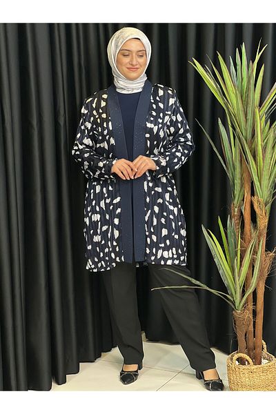 Butik büyük beden Double Tunic Set with Stones on the Front