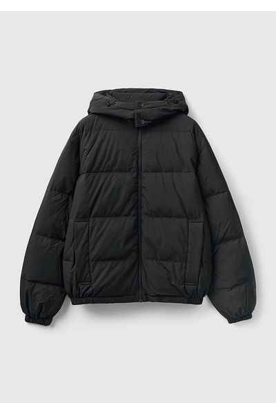 United Colors of Benetton Men's Black Feather Padded Goose Coat