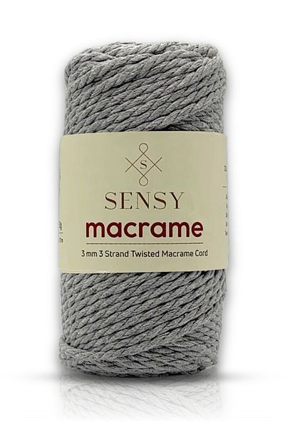 SENSY Premium 3 Twist Bumbac Macrame Macrame Funie Hobby Funie Three Twist Gri deschis