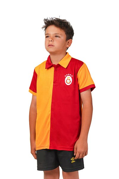 Galatasaray Licensed 5 Star Polo Neck Kids Jersey T-Shirt