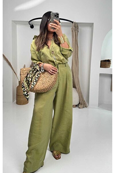 Sohotique By P Voile Fabric Draped Suit Khaki