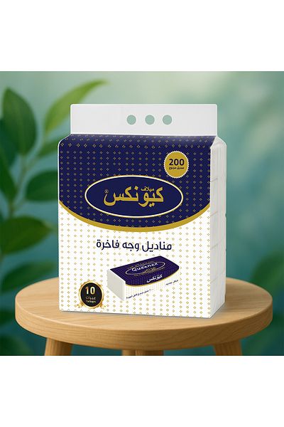 Queenex Quinex Facial Tissues - 10 Packs (200 Double Tissues Per Pack) Soft & Strong