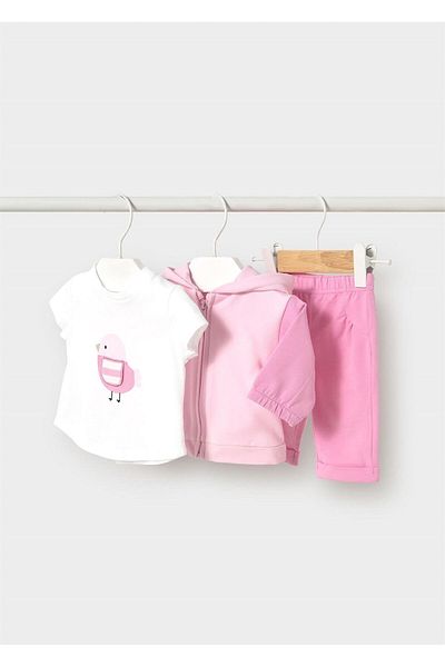 MAYORAL Baby Girl Hooded 3-Piece Tracksuit Set Pink 1878