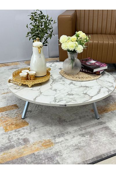 Living 80cm Round Foldable Floor Coffee Table